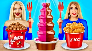 CHOCOLATE FONDUE CHALLENGE!  Eating Rich vs Broke 