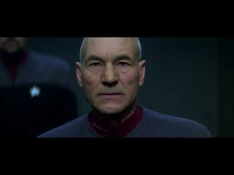 Trailer close-up of Data and Picard, tying 'Blue Skies' to memory and legacy in the film’s coda