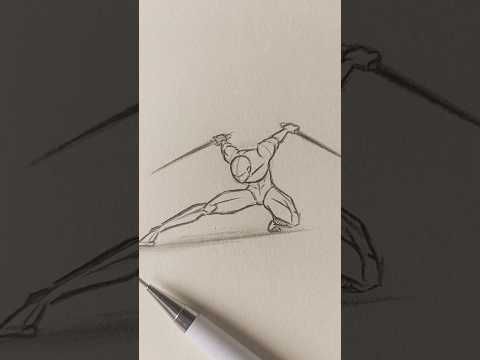 today i draw a simple fighting pose ⚔️🤺 #art #drawing