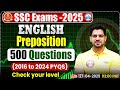 SSC Exam 2025 Preposition Top 500 Questions English Grammar By Sanjeev Thakur Sir