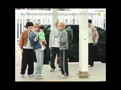 the members and yoojun dropping yeonjun off at airport, yoojun DIDNOT want to let go off yeonjun😭🥹