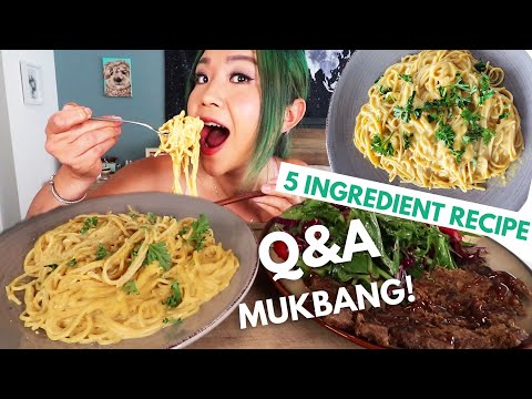 CREAMY BUTTERNUT SQUASH PASTA (5 INGREDIENT RECIPE + MUKBANG) / Munching Mondays Ep.91
