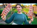 Cooking Juicy Striped Beef Skewers Recipe Relaxing Village Life ASMR