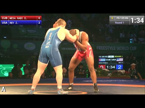 Round 1 FS - 125 kg: Zach REY (USA) df. Eduardo MESA RABI (CUB), 3-0