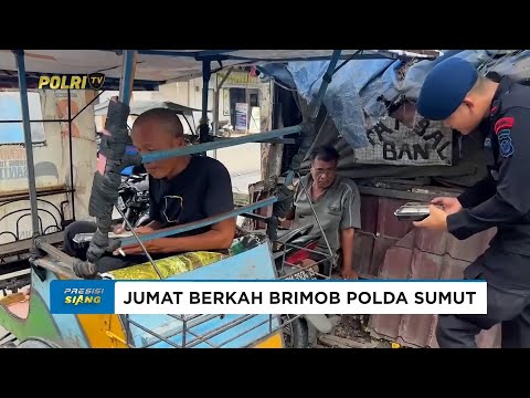 BRIMOB POLDA SUMUT LAKSANAKAN JUMAT BERKAH DENGAN MEMBAGIKAN MAKANAN GRATIS KEPADA MASYARAKAT