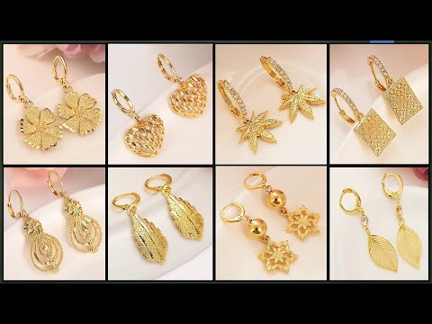 50+ Light weight Daily Wear gold Drop Earrings / 24k Gold Dubai Drop Earrings Design
