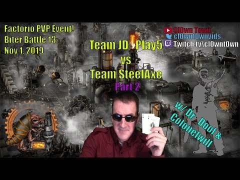 Factorio PVP Biter Challenge 13 - Team JD_Play5 vs. Team Steelaxe - Part 2