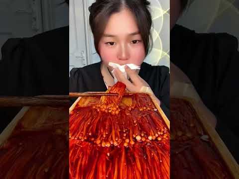 Eating Enoki Mushroom Spicy Yummy, Eating Challenger, Asmr Mukbang (1)
