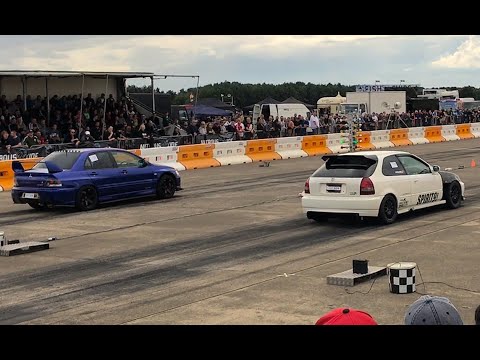 Thumbnail for Honda Civic Type-R EK9 Turbo vs Mitsubishi Evo IX - Drag Race by Honda Type R, Honda Civic