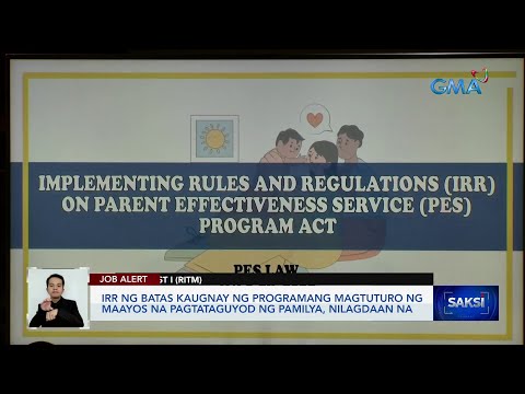 IRR ng batas kaugnay ng programang magtuturo ng maayos na pagtataguyod ng pamilya,… Saksi