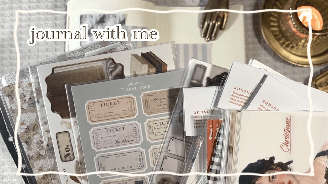 【ASMR】お気に入りステッカーでコラージュする♡紙もの＊ vintage journal ＊ journal with me ＊ scrapbooking ＊ relaxing sounds