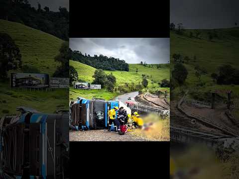 Carreta tomba na BR-282 e mobiliza resgate no Oeste de Santa Catarina
