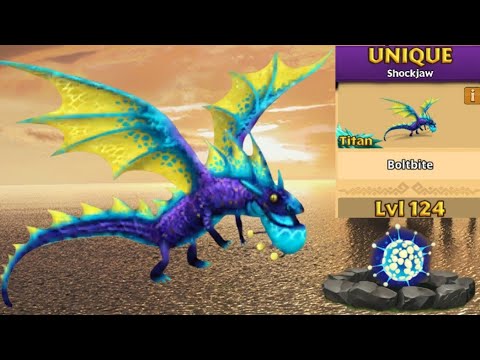 Boltbite Max Level 124 Titan Mode - New Unique Shockjaw - Dragons:Rise of Berk
