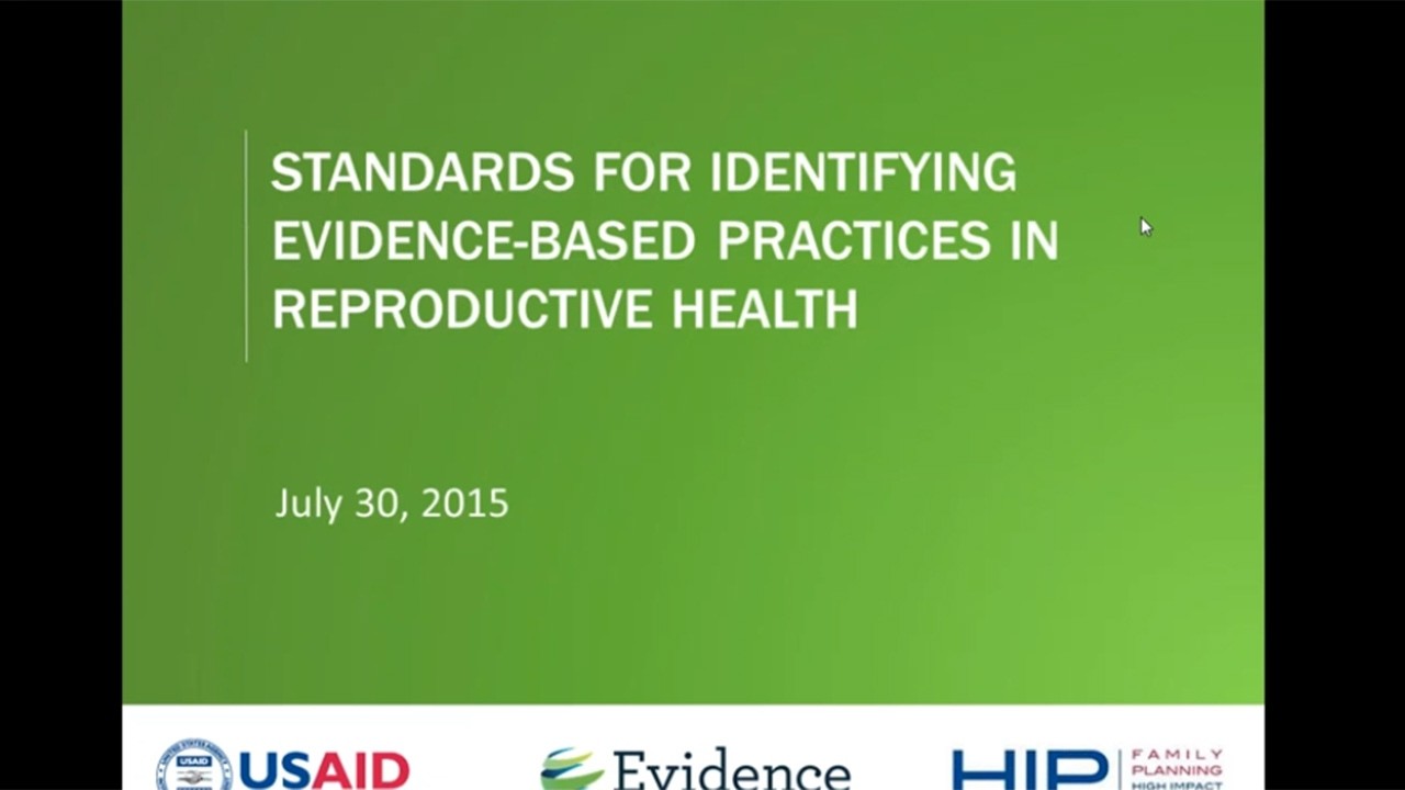 Standards for Identifying Evidence-based Practices in Reproductive Health