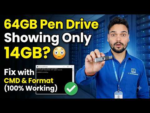 64GB Pen Drive Showing Only 14GB? 😳 Fix with CMD & Format (100% Working)