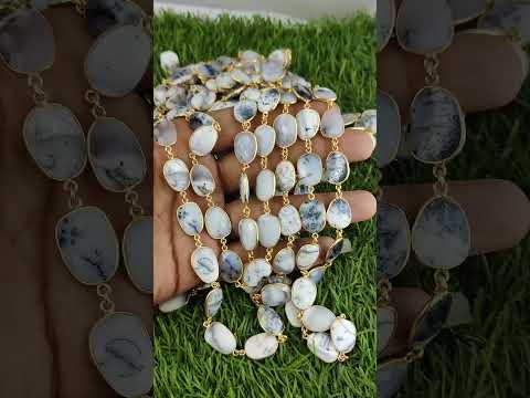 Stone chains dendrite opal gemstone bezel connectors chain, ...