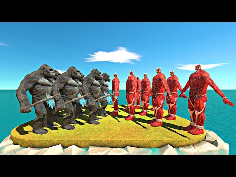 Big War | King Kong Team vs Colossol Titan Team - Animal Revolt Battle Simulator