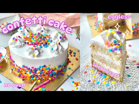 The BEST confetti cake ever | NO EGGS | NO OVEN | super soft and fluffy