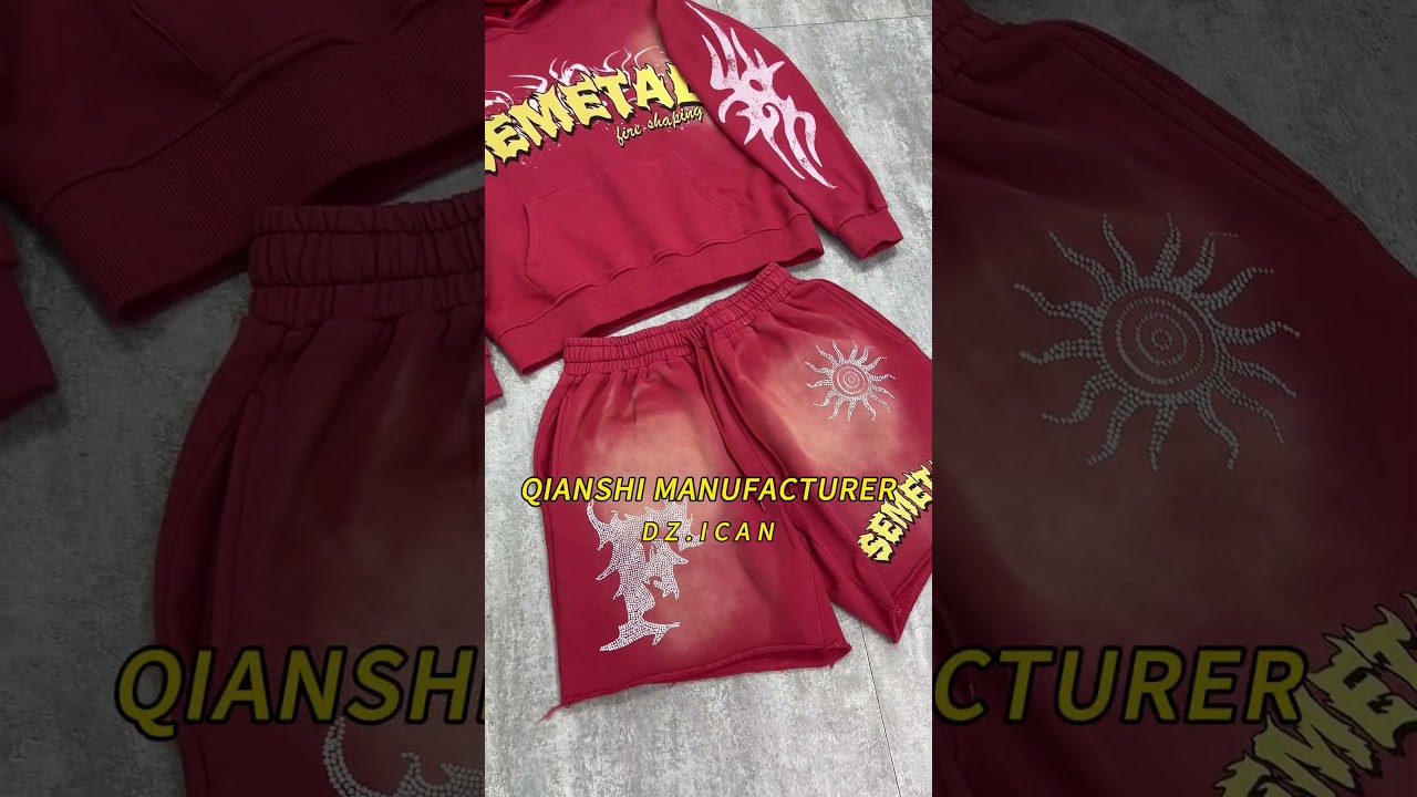 How to Make a Statement🔴✨: Rhinestone+Screen Print+Spray Mink Finish #garmentfactory #madeinchina