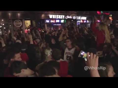 Wisconsin Badgers beat Kentucky in Final 4 (Whiskey Jacks on State St. Madison, WI - 4/4/15)
