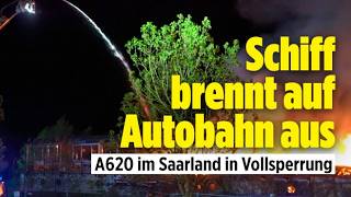 Schwimmschiff „Vaterland“ in Flammen, Feuerwehr Großeinsatz am Saarufer