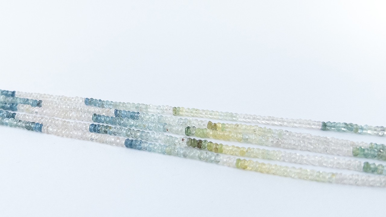 Multi Aquamarine | Faceted Rondelle | 3mm Bead Size | 33cm Strand Length video