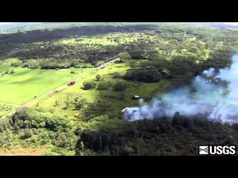 Lava flow crosses Apa'a Street in Pahoa