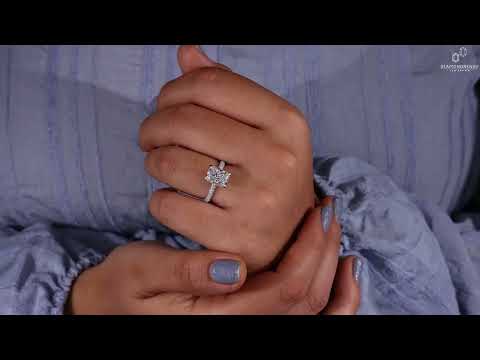 1.0 - 3.20 CT Radiant Lab Grown Diamond Wedding Ring, Hidden Halo-3 Sided Pave Engagement Ring