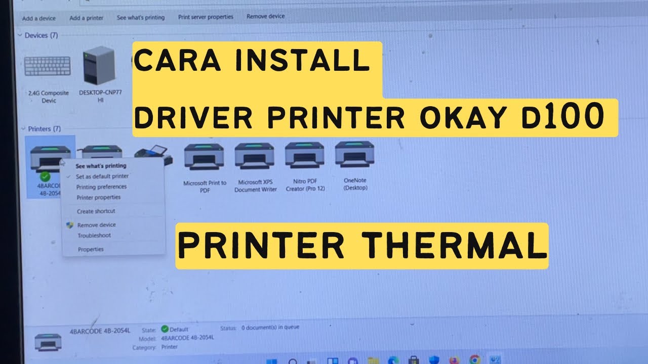 Cara install driver printer thermal okay D100