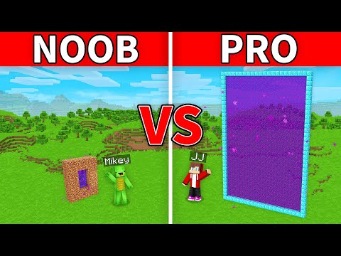 Mikey and JJ - NOOB vs PRO : Portal Build Challenge in Minecraft (Maizen)