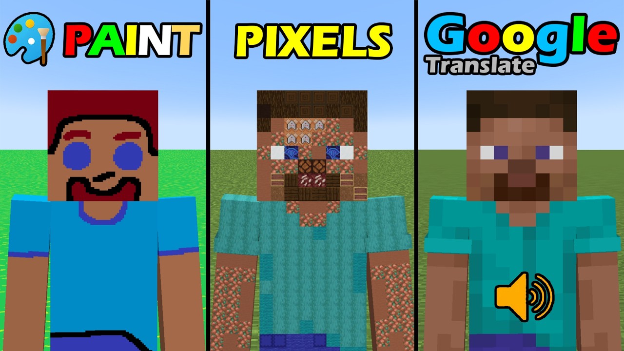 Minecraft but Paint vs Pixels vs Google Translate