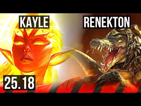 KAYLE vs RENEKTON (TOP) | 48k DMG, 1000+ games, Dominating | KR Master | 25.18