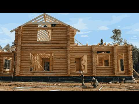Man Builds Dream Log Cabin in the Wilderness | From Start to Finish