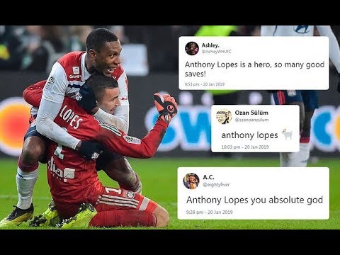 Fans go mad for Lyon goalkeeper Anthony Lopes after tr iple save