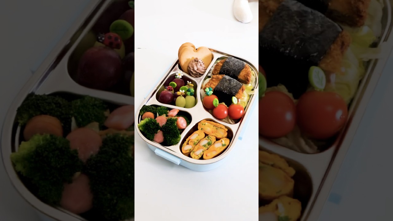 Heart Cookie Stolen! 💛 5-Item Tonkatsu Onigiri Bento 🍱 Crowd Favorite Lunch box | No.39