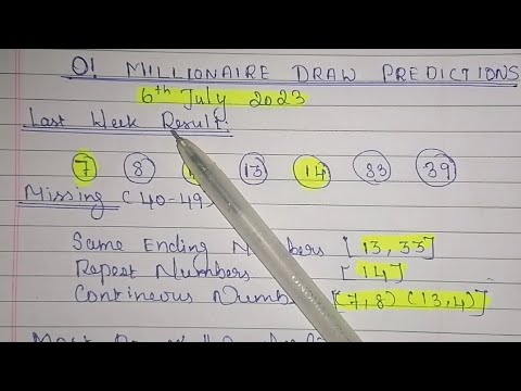 o millionaire draw predictions for 6th July, 2023 in English.