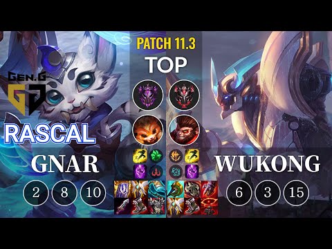 GEN Rascal Gnar vs Wukong Top - KR Patch 11.3