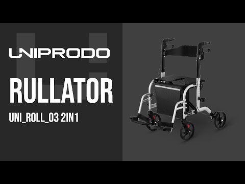 video - Rullator - Transportrullstol - 2-in-1 - Silver - 120 kg