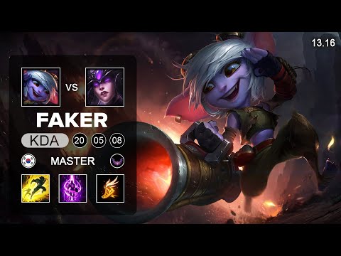 Faker Tristana vs Syndra Mid - KR Master - Patch 13.16 Season 13