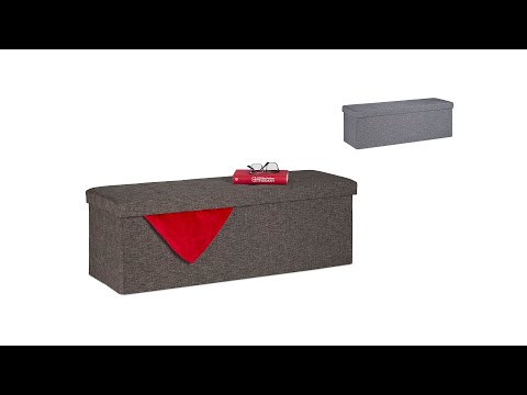 Sitzbank mit 3 Fächern Grau - Polyester - 114 x 39 x 38 cm