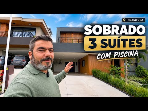 Sobrado 3 Suítes com Piscina à Venda em Indaiatuba SP | Casa Aconchegante em Condomínio Maria Dulce
