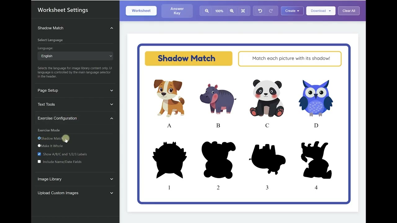 How to Create Shadow Matching Worksheets with Pixel-Level Silhouettes, Split-Image Halves, and Auto Answer Keys — Step-by-Step Tutorial