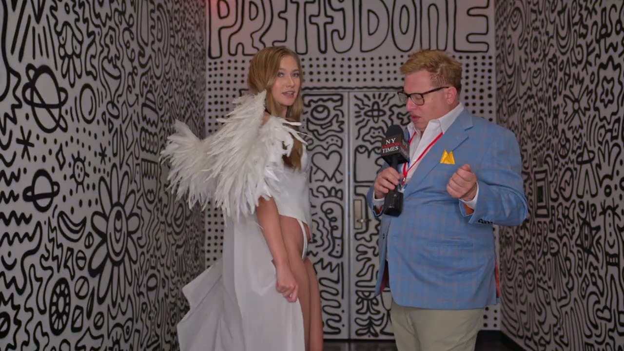 Model Caitlyn poses in Designer @CironeSwim @Artheartsfashion LV Swim Week in a "hard shell" outfit