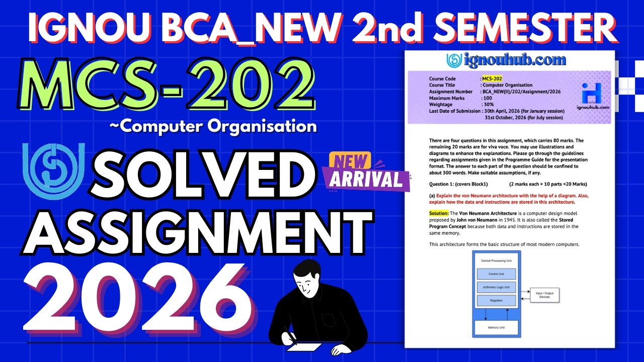 MCS-202 SOLVED ASSIGNMENT Jan-26/July-26 | IGNOU BCA_NEW 2nd Semester Solved Assignment 2026 | IGNOU