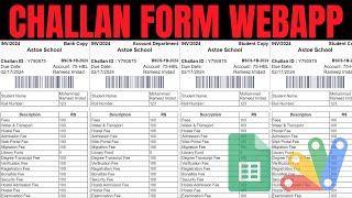 How to create Fee Challan form webapp using Apps Script | R31