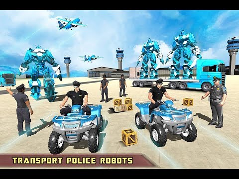 US Police ATV Quad Bike Robot Car Transporter Game