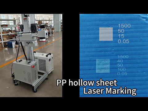 UV laser marking machine running on a PP hollow sheet