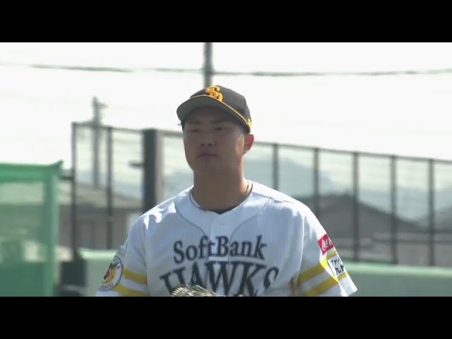 【ファーム】力強い投球!! ルーキーのホークス・村田賢一 見逃し三振でアピール!!    2024年3月15日 福岡ソフトバンクホークス 対 中日ドラゴンズ