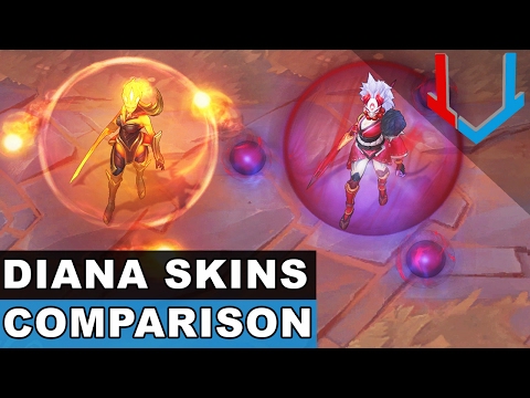 All Diana Skins Comparison Blood Moon, Infernal, Lunar Goddess, Dark Valkyrie (League of Legends)