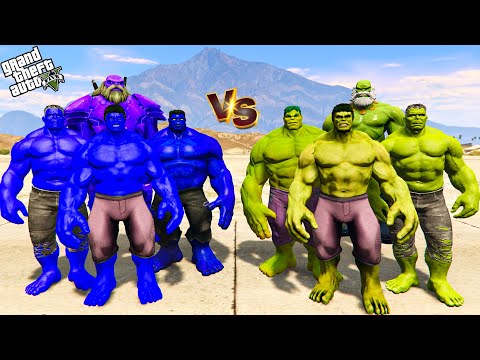 Team Green Hulk Vs Team Blue Hulk Epic Battle In GTA 5